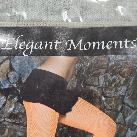 New Elegant Moments Fishnet Pantyhose One Size Orange Nylon Tights Costume - Picture 10 of 10